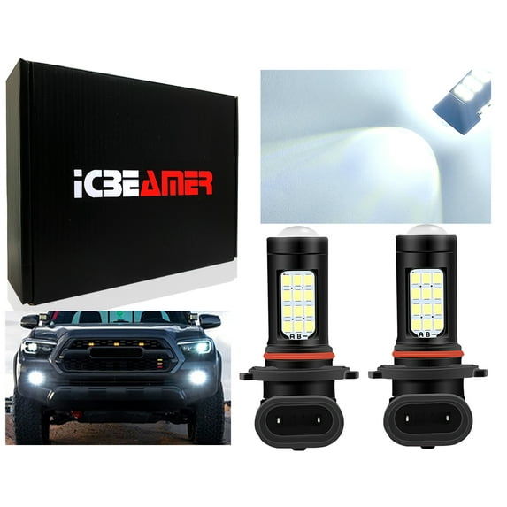 ICBEAMER H10 9140 9145 LED Bulbs, Plug and Play LED High Beam Headlamp Replacement Kit, 6000K Bright White, Halogen Replacement, Quick Installation, Pack of 2