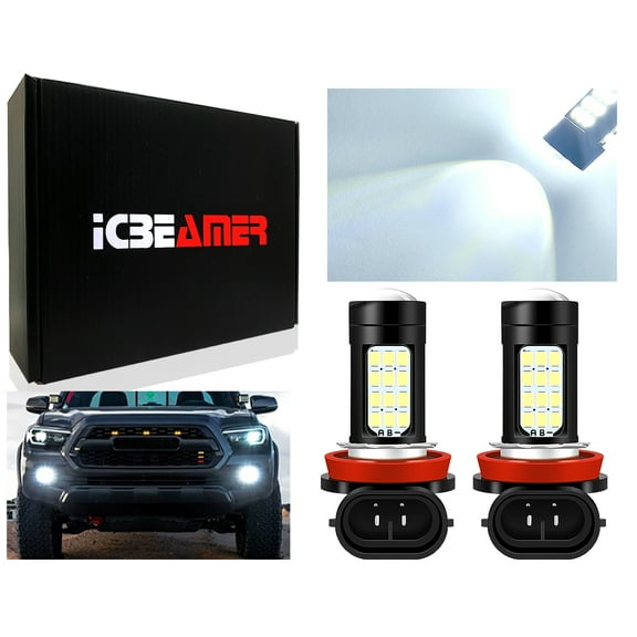 ICBEAMER H11/H8/H16 LED Bulbs, Plug and Play LED High Beam Headlamp Replacement Kit, 6000K Bright White, Halogen Replacement, Quick Installation, Pack of 2