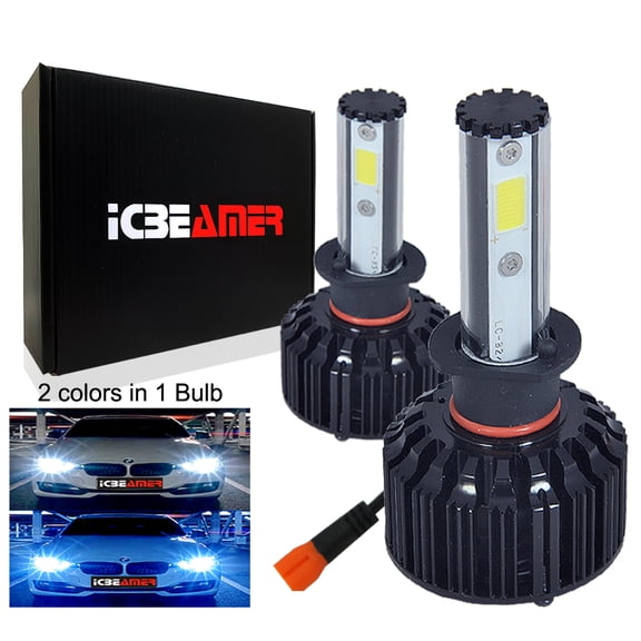 ICBEAMER H3 12V 35W LED COB Light Kit Can Replace Fog Light OEM Halogen Bulb Lamp [Color:6000K White + 30000K Dark Blue]