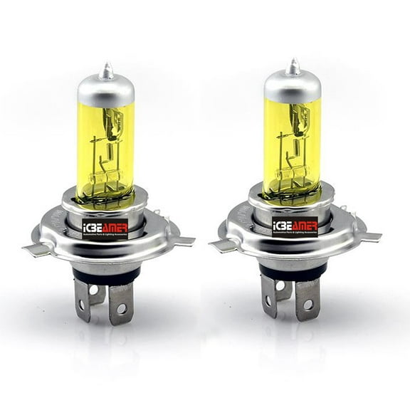 ICBEAMER H4 12V 100W Direct Replacement for Auto Vehicle Car Factory Halogen Light Bulbs [Color: Yellow] w/ Mbox