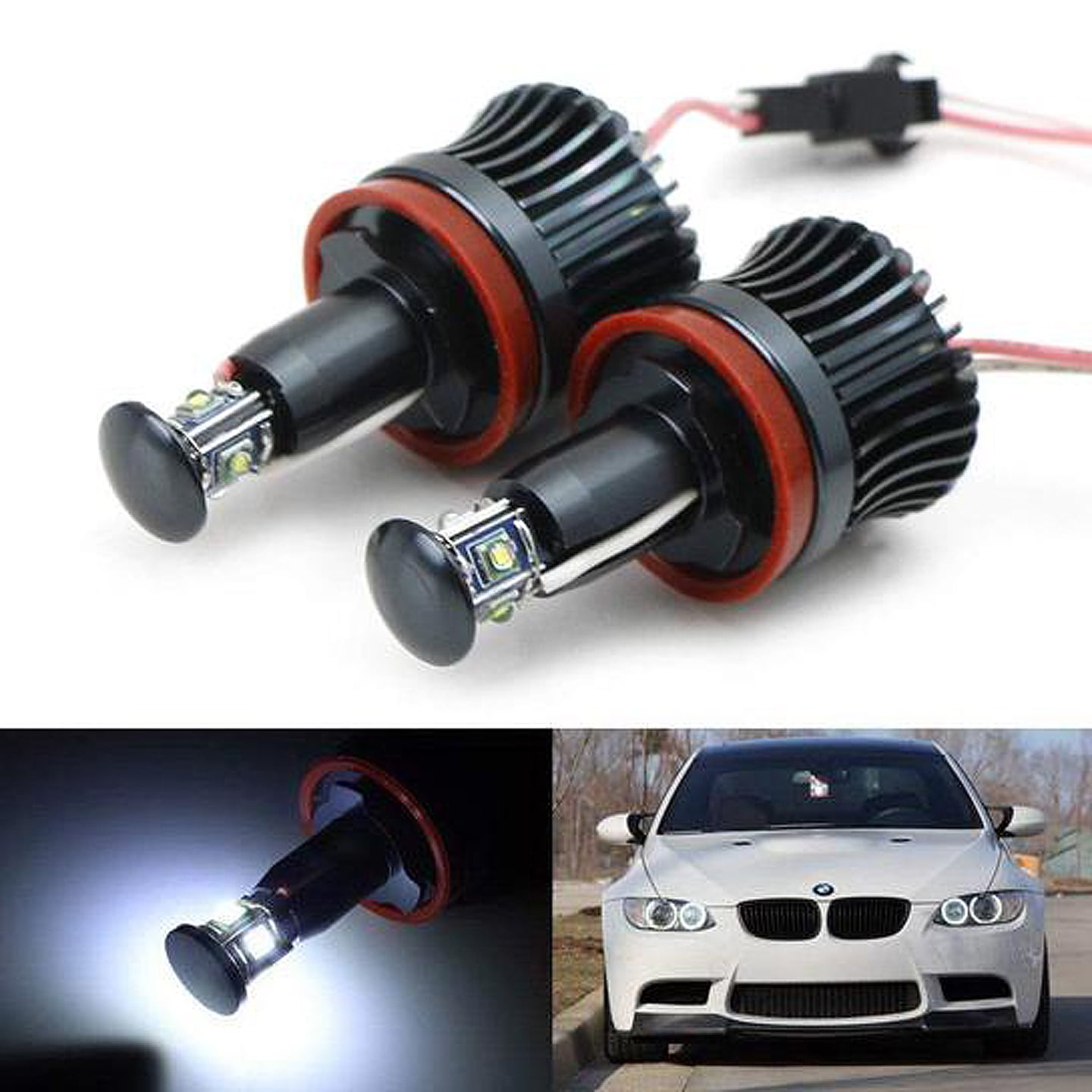 2X 12V 10W BA9S ANGEL EYES BULB CAR BMW E90 E60 320D 350D LAMP LIGHT BAYONET HALOGEN FRONT