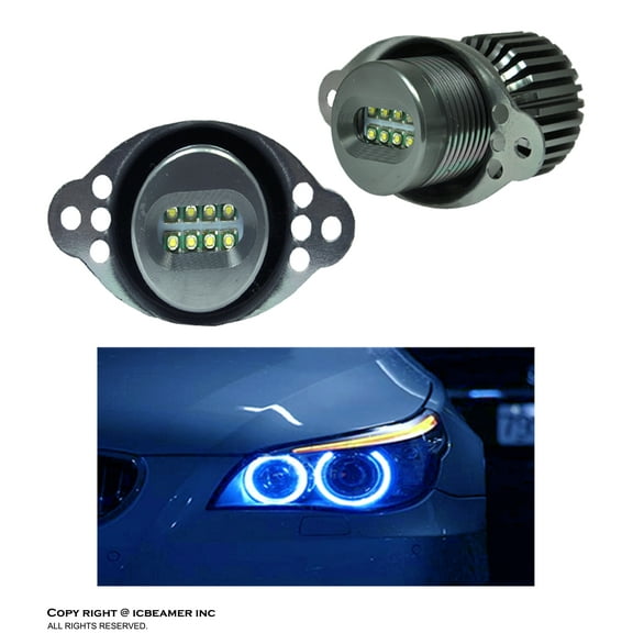 ICBEAMER LED Angel Eye Marker Bulbs Fit E90,E91 LCI BMW Halo Ring Standard Halogen Headlights replacement Bulbs [Blue]