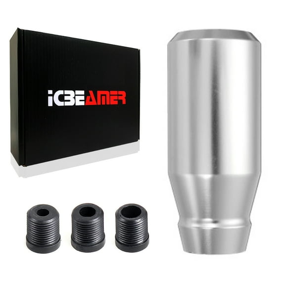 ICBEAMER Silver Aluminum Shift Knob, Fit Automatic and 4, 5 and 6 Speed Manual Transmission Vehicles, Interior Car Gear Lever Stick Shift Handle Automotive Replacement Parts, 1 Piece