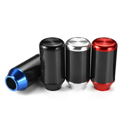 ICBEAMER Silver Aluminum w/ Carbon Fiber 3.25" Shift Knob, Tall Fit Automatic and 4, 5 and 6 Speed Manual Transmission Vehicles, Interior Car Gear Lever Stick Shift Handle Automotive Replacement Part