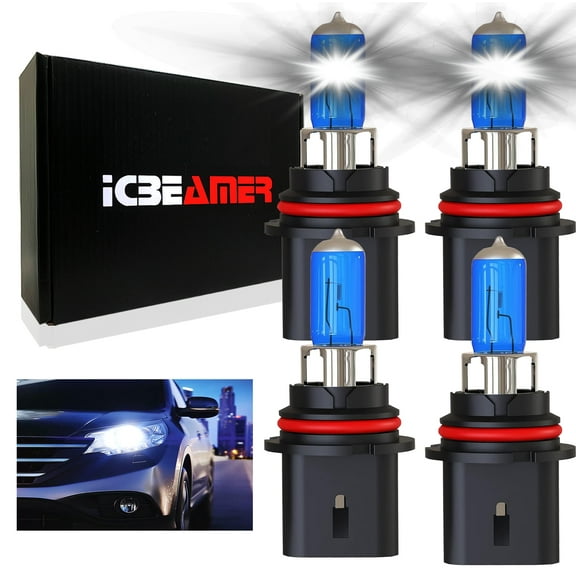 ICBEAMER Two Sets 9004 HB1 12V 60/45W Direct Replace For Auto Vehicle Factory Halogen Light Bulbs [Color: Super White]