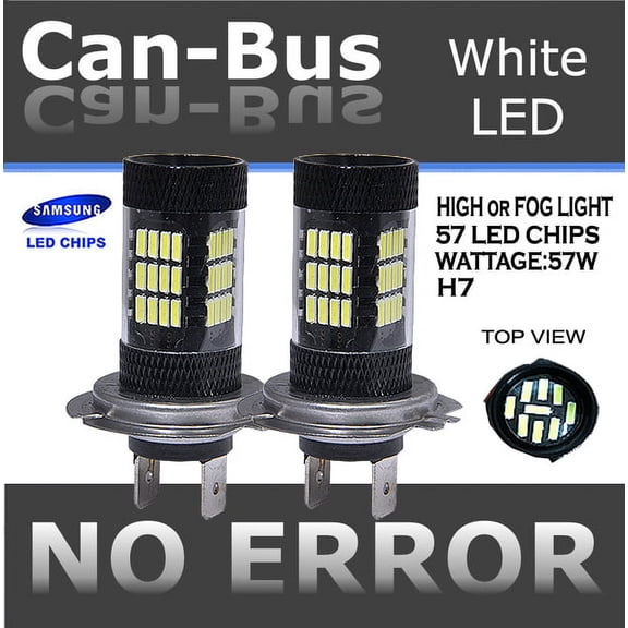 ICBEAMER pair 57 LED H7 Canbus Plasma Projector bulbs No Error Fit High beam or Fog Light