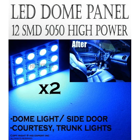 ICBEAMER pair BLUE 12-SMD LED Panel High Power Lights Interior Map/Dome/Door Light