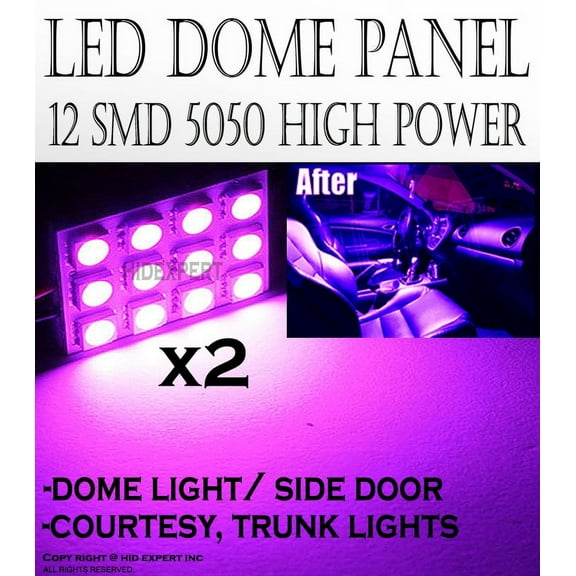 ICBEAMER pair PURPLE 12-SMD LED Panel High Power Lights Interior Map/Dome/Door Light