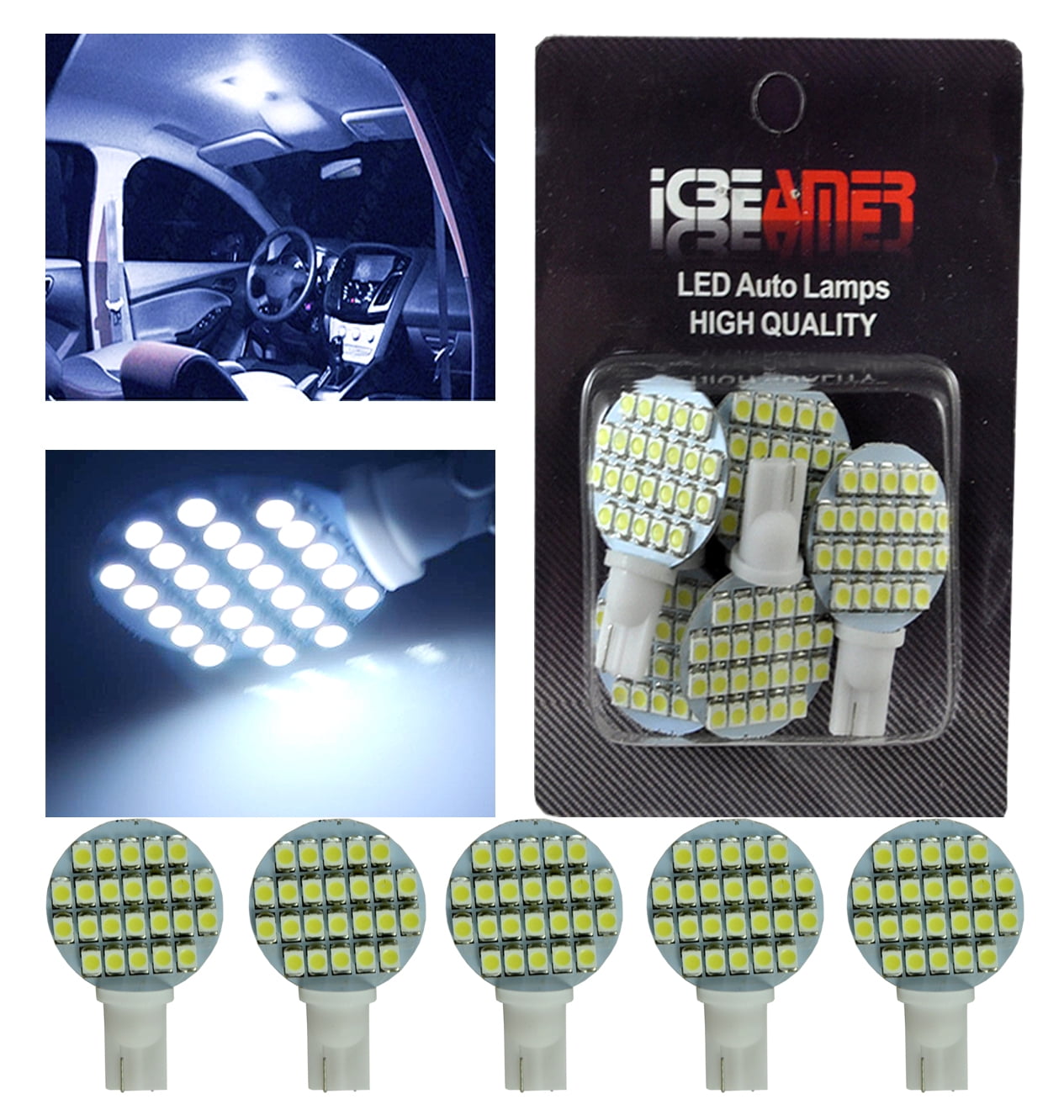ICBEAMER x5 T10/ 921/ 194/ 168 RV Trailer Interior 12V White LED Light