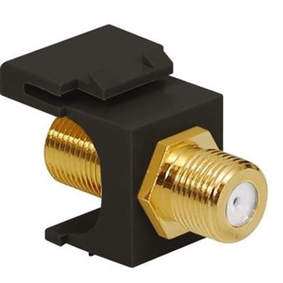 ICC 2 GHz F-Type Modular Jack with Gold Plated Connector in HD Style, Black, Single