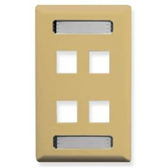ICC Classic Single Gang Faceplate With ID - Ivory- 4 Port