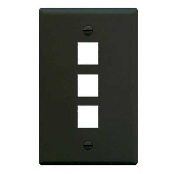 ICC Faceplate, Flat, 1-gang, 3-Port Black