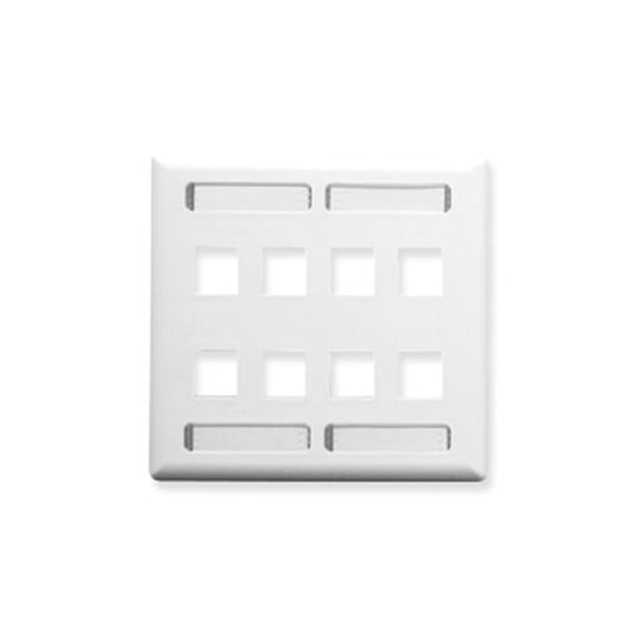 FACEPLATE- ID- 2-GANG- 8-PORT- WHITE BY ICC