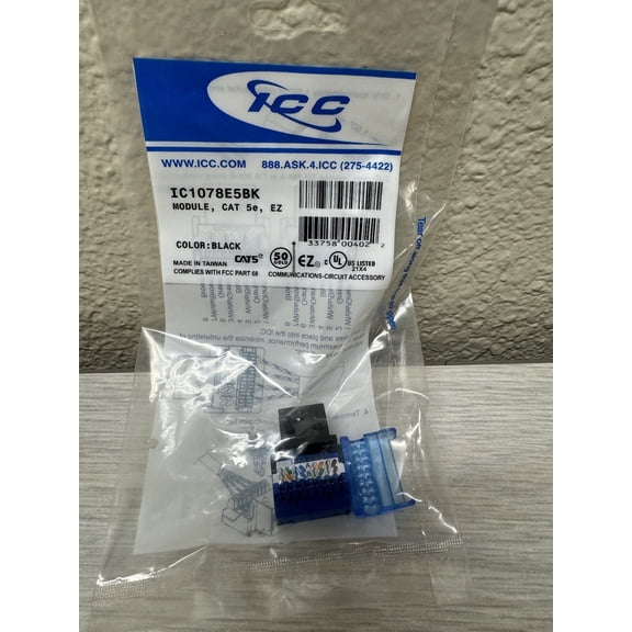 ICC IC1078E5BK Keystone Cat-5E Module EZ / Box Of 50