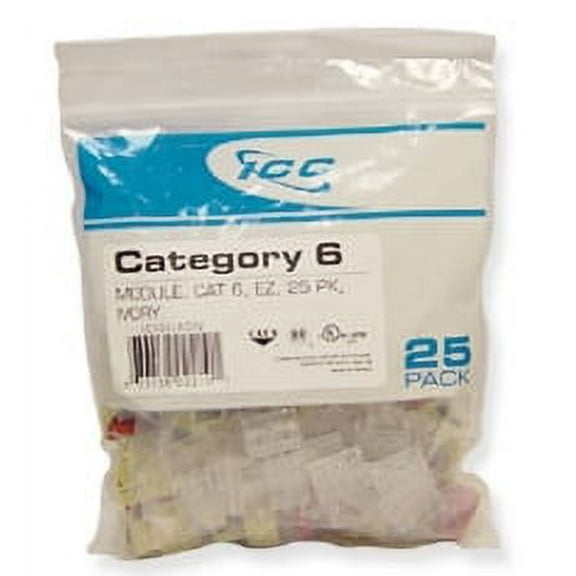 ICC  IC107L6CIV - 25PK Cat6 Jack - Ivory