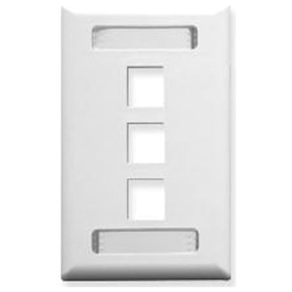 ICC Station ID Faceplate with 3 Ports for EZ/HD Style in Single Gang (ic107s03wh)