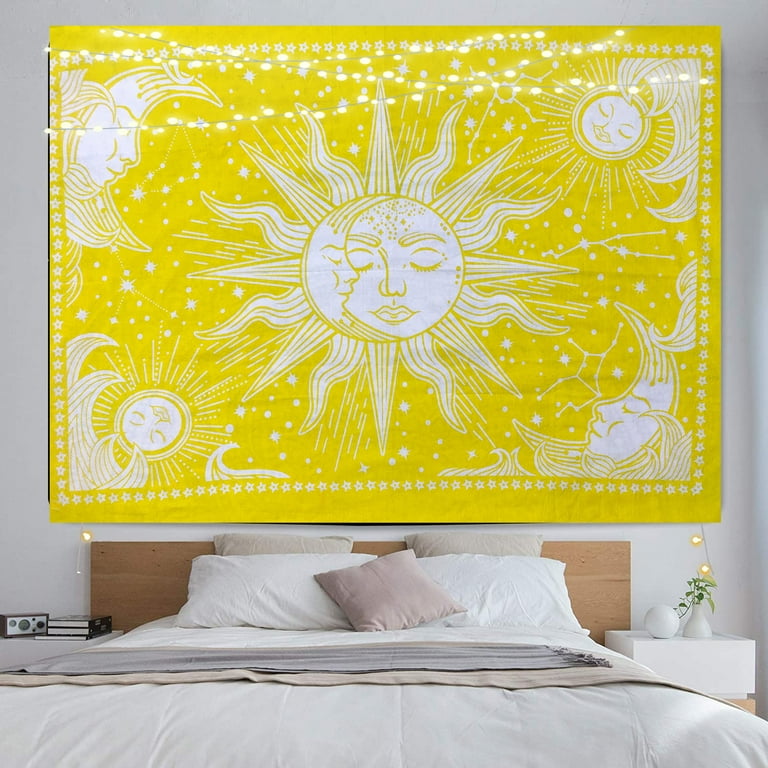 ICC Sun and Moon Tapestry Black and White Tapestries Mystic