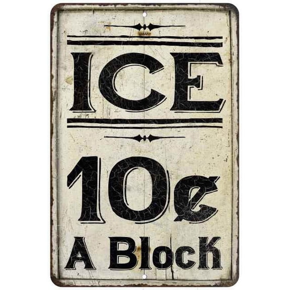 ICE 10 Cents a Block Farmhouse Style 8 x 12 High Gloss Metal 208120020214