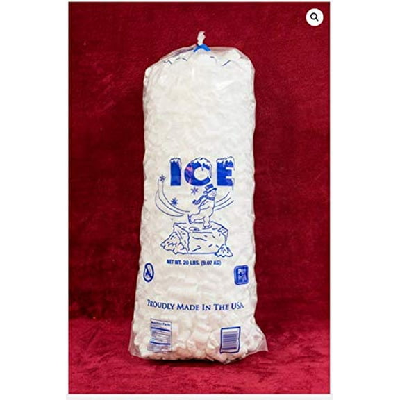 ICE BAGS & E-Z ICE BAGGER The Original B-20 20LB WICKETED ICE Bags/Bottom Gusset / 500 Bags with Free Twist Ties