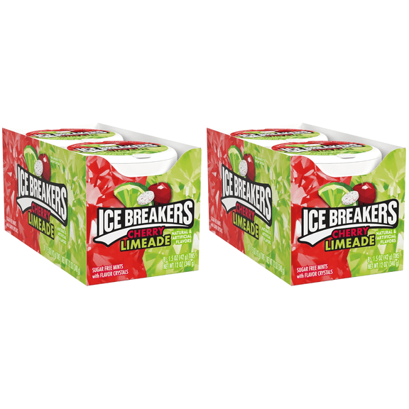 ICE BREAKERS CHERRY LIMEADE Sugar Free Mints Tins, 1.5 Oz. 2 Pack (16 Count) DOUBLE UP and SAVE
