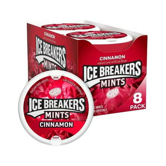 ICE BREAKERS Cinnamon Sugar Free Breath Mints, 1.5 oz Tins (8 Count)