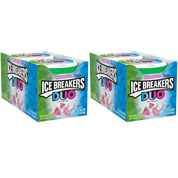 Ice Breakers Duo Fruit + Cool Watermelon Sugar-Free Mints Candy 1.3oz (16 Pack)