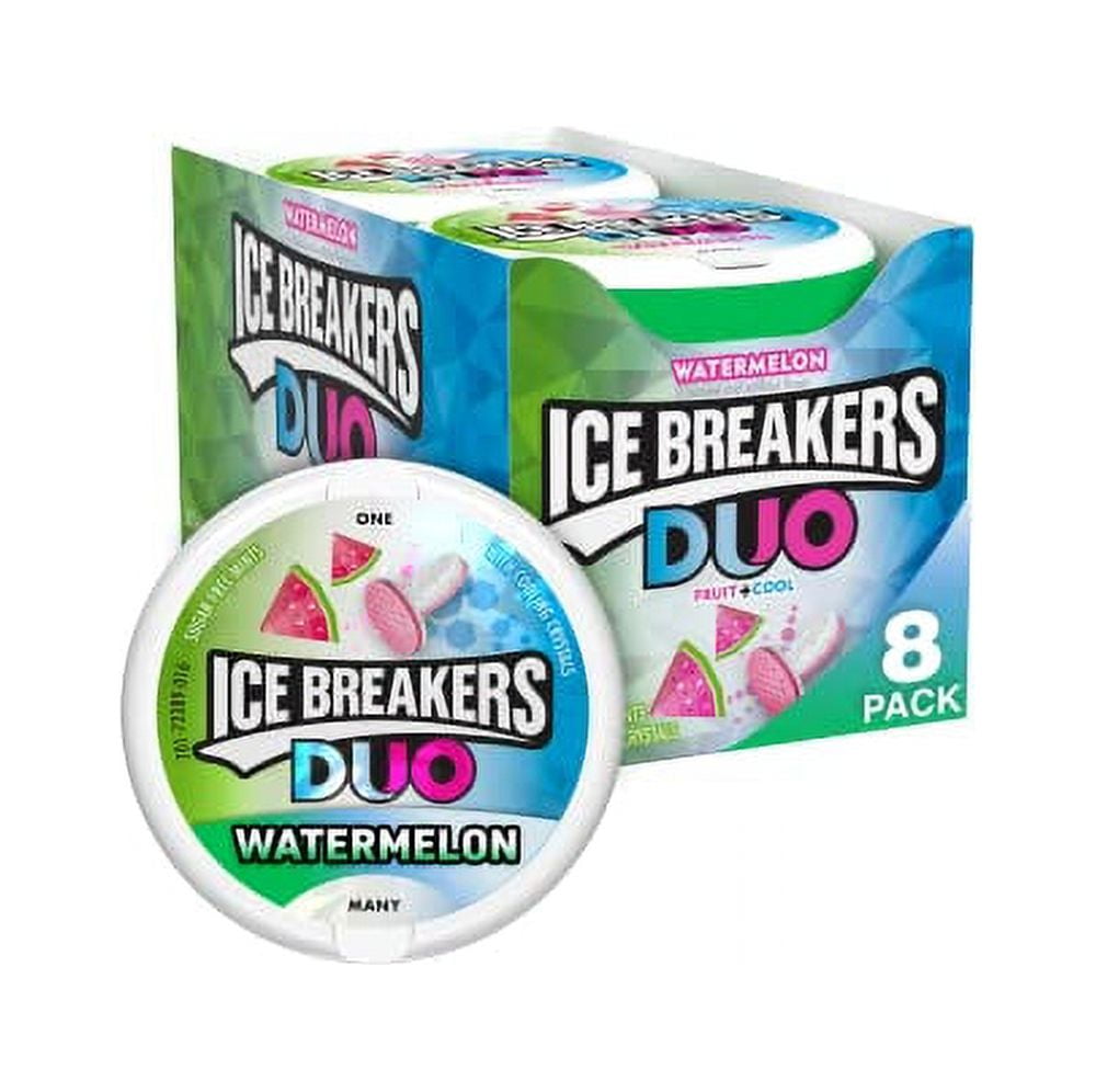 ICE BREAKERS DUO Watermelon Flavored Sugar Free Breath Mints, 1.3 oz Tins (8 Count)