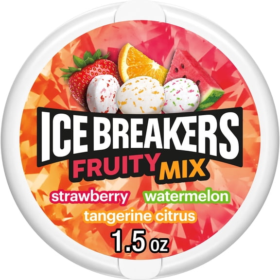 Ice Breakers Fruity Mix Assorted Fruit Flavored Sugar Free Mints Puck, 1.5 oz