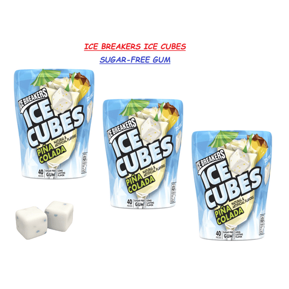 ICE BREAKERS ICE CUBES Piña Colada, Sugar-Free Gum (3 Count) Limited Edition !!