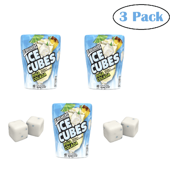 ICE BREAKERS ICE CUBES Pia Colada Sugar Free Gum 40 Piece (3 Pack) LIMITED TIME