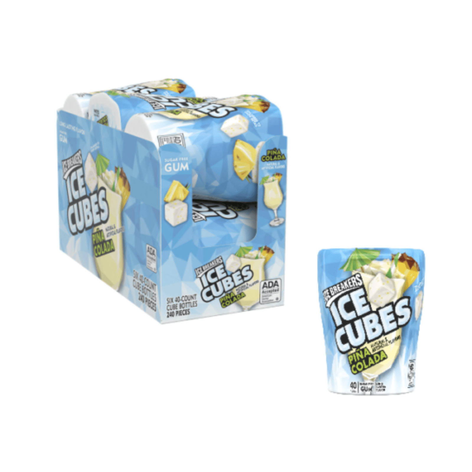 ICE BREAKERS ICE CUBES Pia Colada Sugar Free Gum 40 Piece (6 Pack) LIMITED TIME