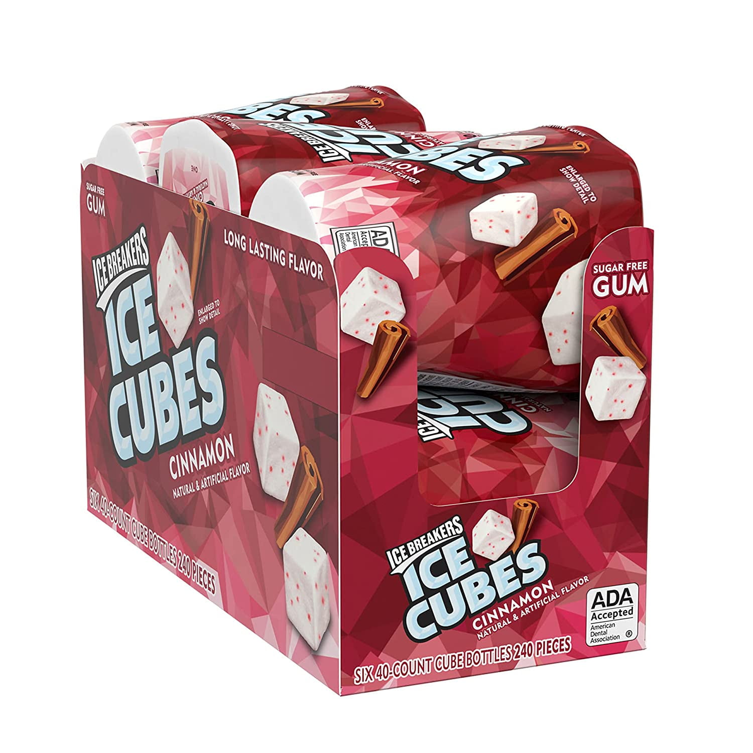 ICE BREAKERS Ice Cubes Cinnamon Sugar Free Chewing Gum Bottles, 3.24 oz
