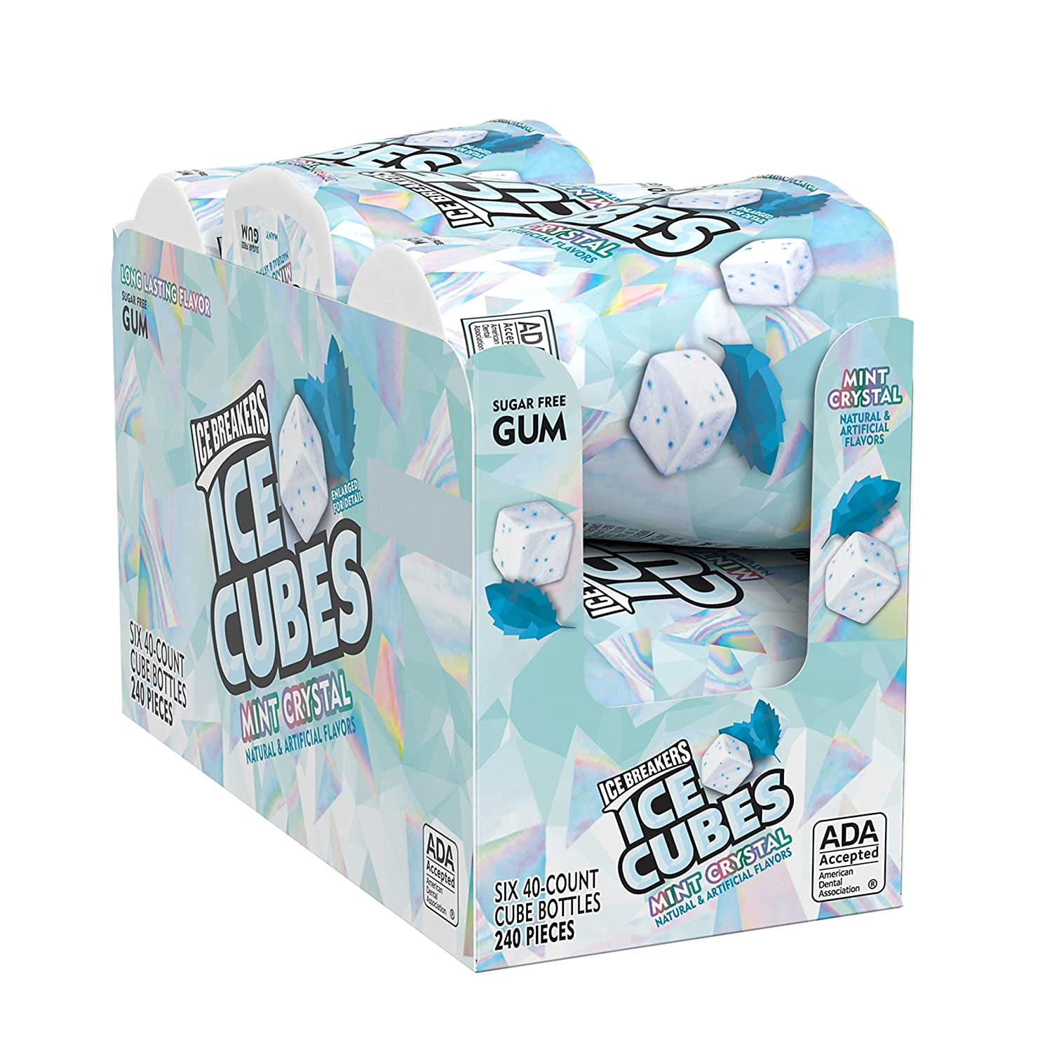 ICE BREAKERS Ice Cubes Mint Crystal Sugar Free Chewing Gum Bottles, 3.