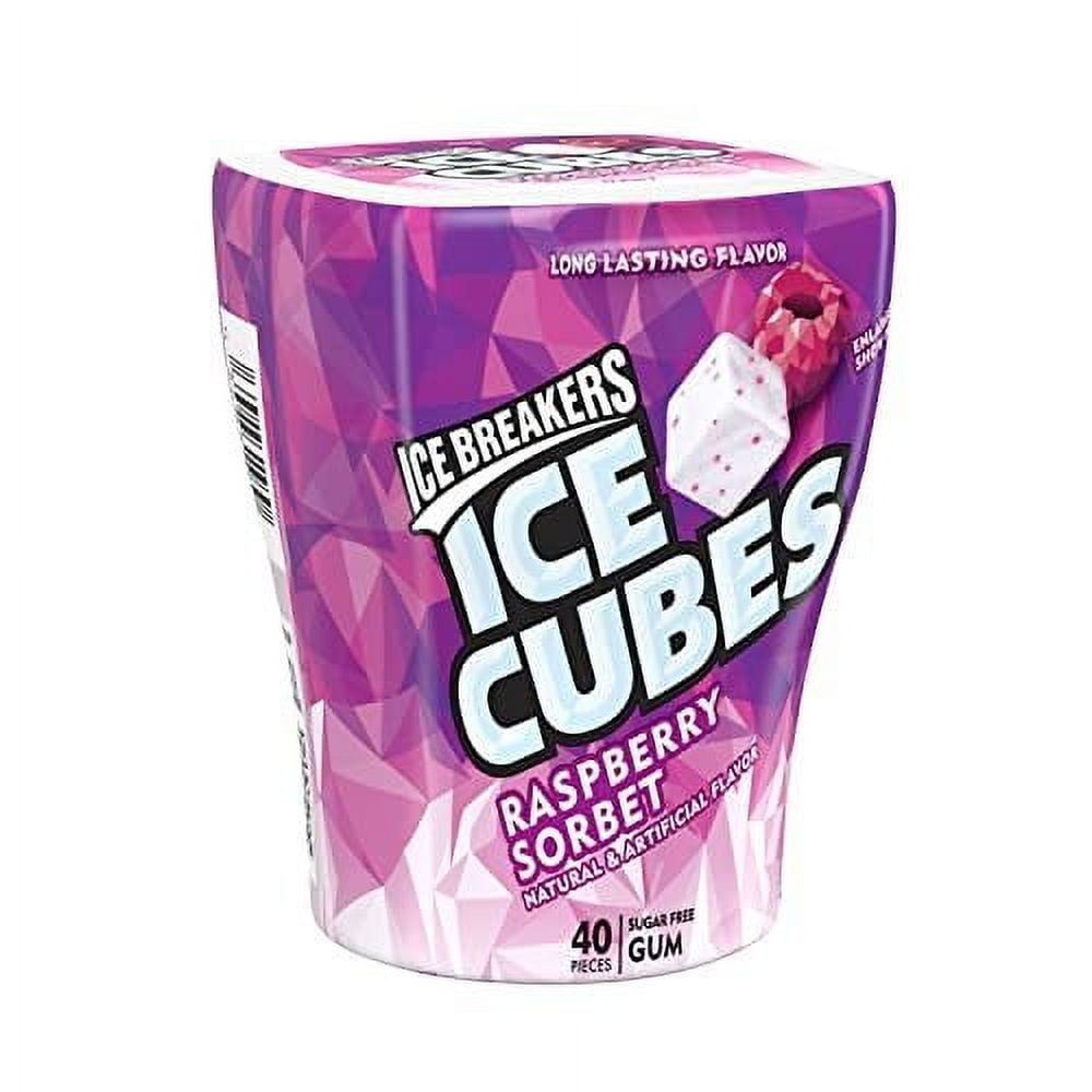 ICE BREAKERS Ice Cubes Raspberry Sorbet Sugar Free Chewing Gum Bottle ...