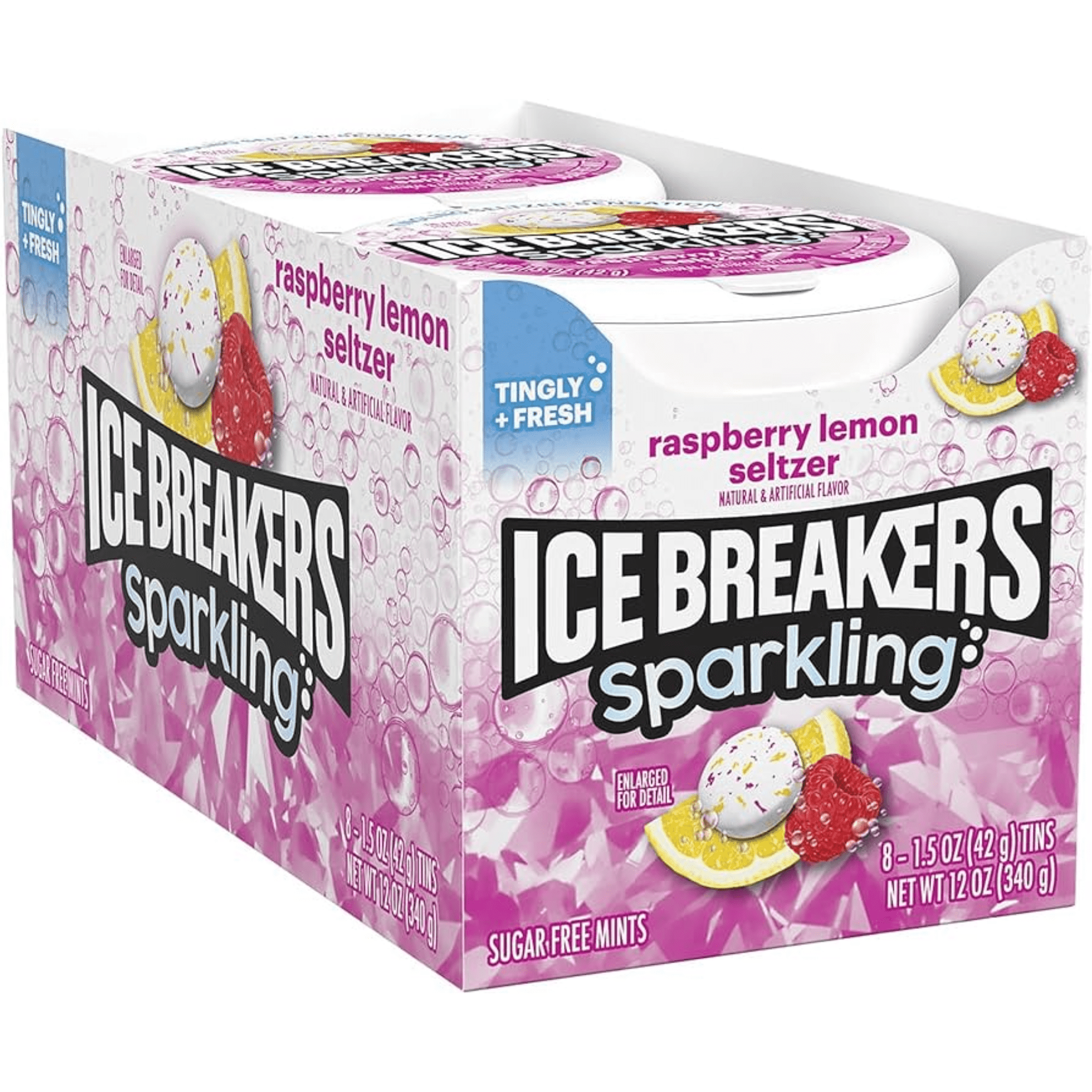 ICE BREAKERS SPARKLING RASPBERRY LEMON SELTZER **NEW** Sugar Free Mints ...