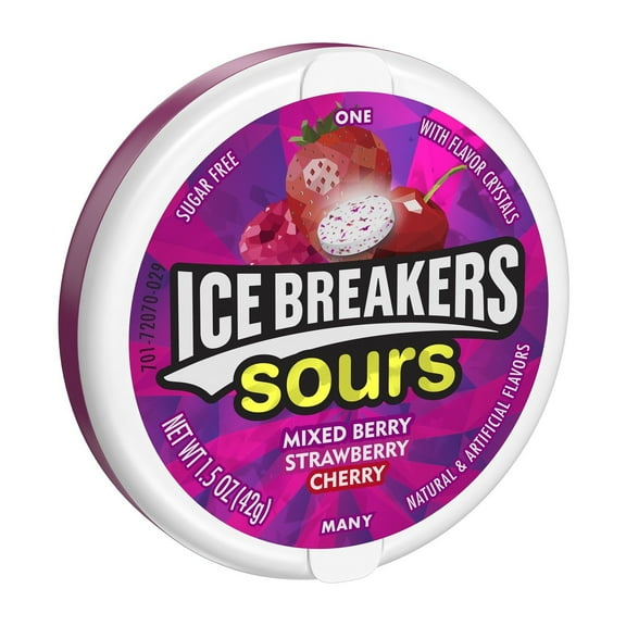 ICE BREAKERS Sour Mints, 1.5oz, Pack of 8 (Mixed Berry, Strawberry, Cherry)