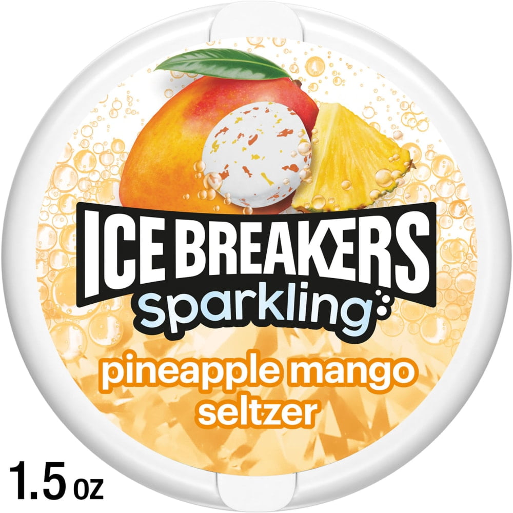 ICE BREAKERS Sparkling Pineapple Mango Seltzer Sugar Free Mints Tins - 1.5 oz