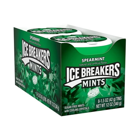ICE BREAKERS Spearmint Sugar Free Mints, Holiday, 1.5 oz Tins 8 ct