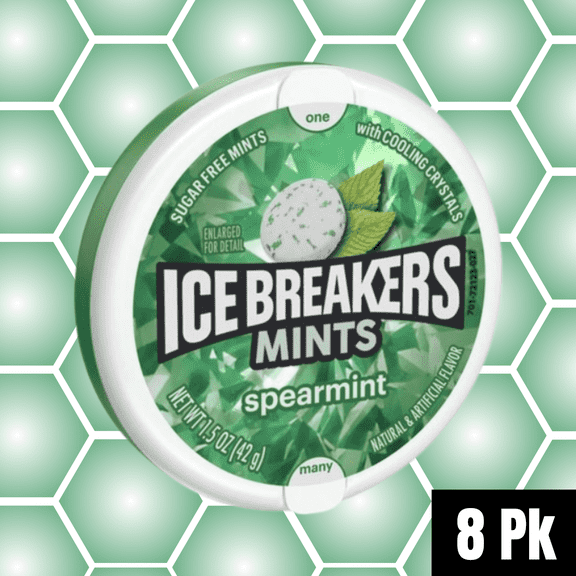 ICE BREAKERS Spearmint Sugar-Free Mints, 1.5 oz, 8-Pack