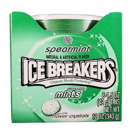 ICE BREAKERS MINTS SPEARMINT Can 1.5 oz Each ( 8 in a Pack )