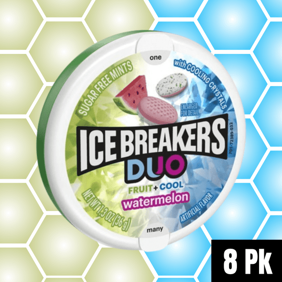 ICE BREAKERS Watermelon Sugar-Free Mints, 1.5 oz, 8-Pack