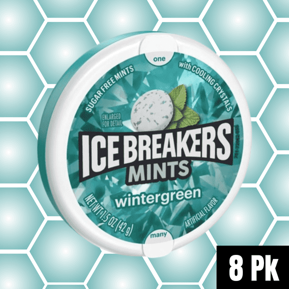 ICE BREAKERS Wintergreen Sugar-Free Mints, 1.5 oz, 8-Pack
