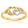 Solidification Ice ICE CARATS 10K Solid Two Tone Gold 2mm Slim Interlocking Double Heart ...