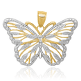 Solidification Ice ICE CARATS 10K Solid Two Tone Gold Large Filigree Butterfly Necklace ...
