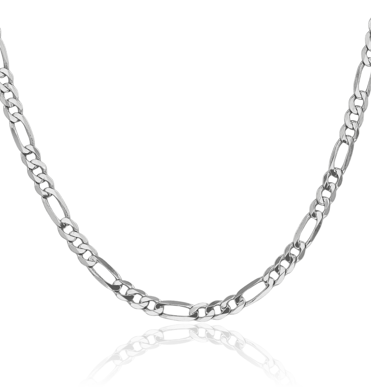 Solidification Ice ICE CARATS 14K Solid White Gold 5mm Thick Flat Figaro Chain Necklace ...
