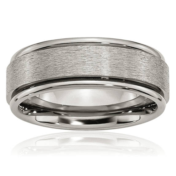 ICE CARATS Titanium Dome 8mm Wide Ridged Edge Plain Wedding Band Ring ...