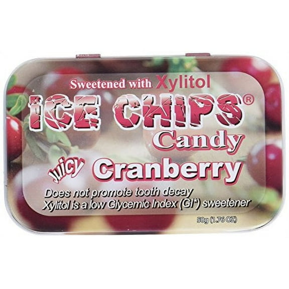 ICE CHIPS Candy Hand Crafted Tin Cranberry Candy, 1.76 Ounce
