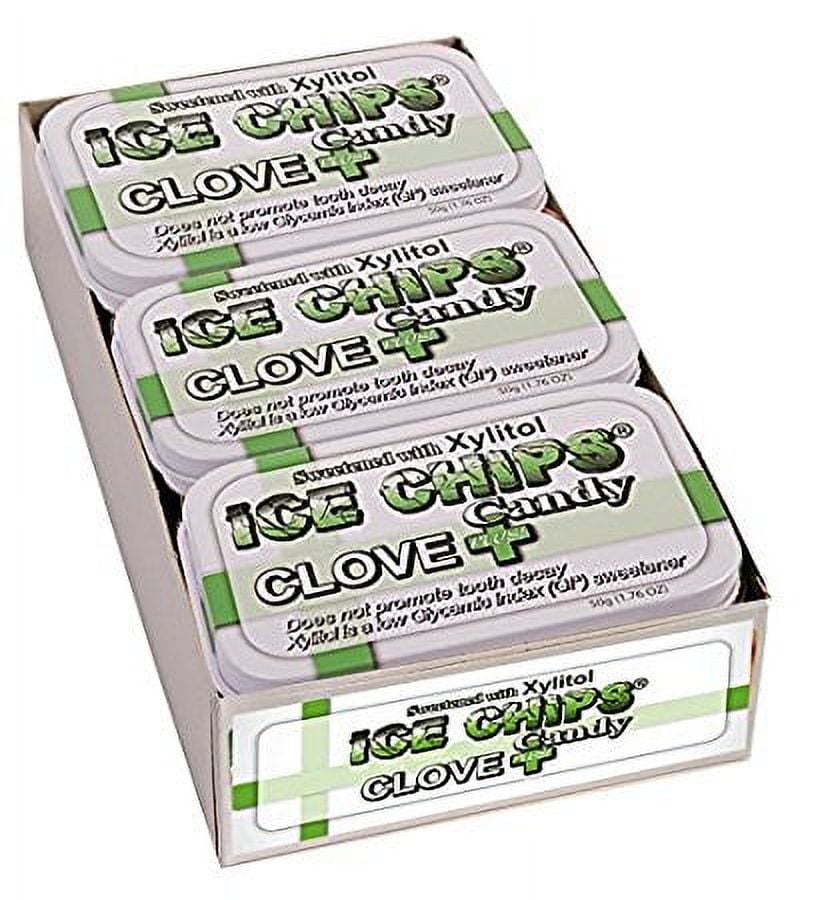 ICE CHIPS Xylitol Candy, Clove Plus (6 Tins)