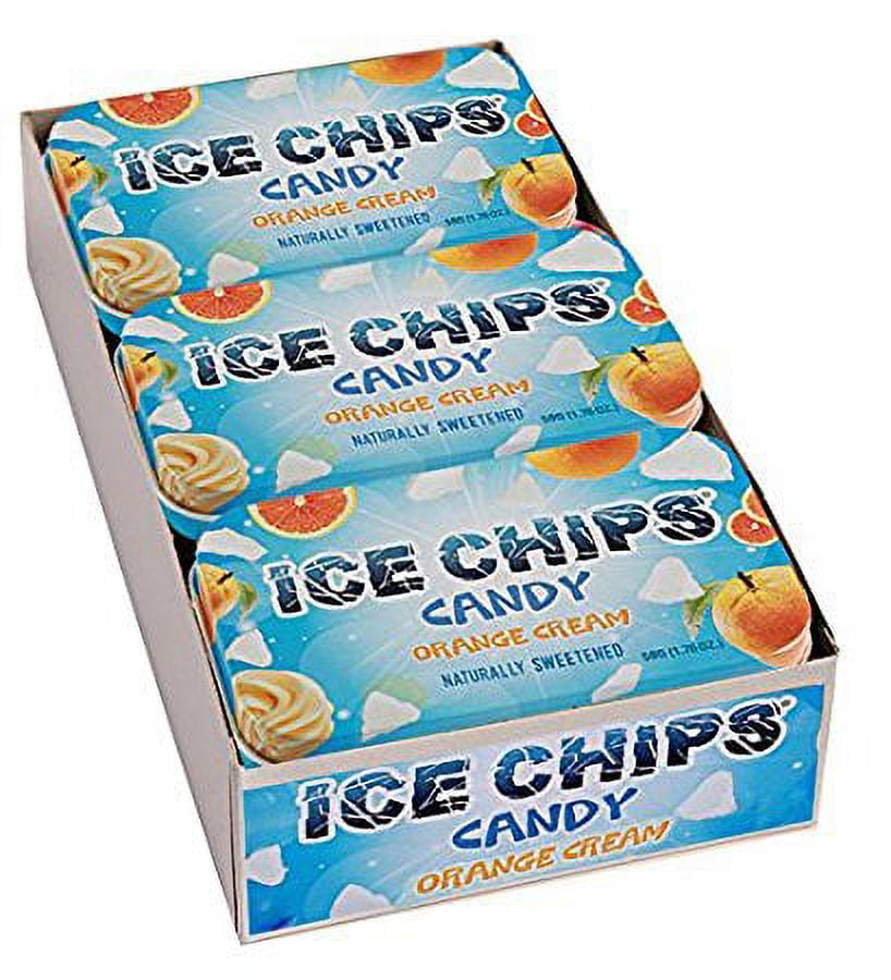 ICE CHIPS Xylitol Candy, Orange Cream (6 Tins)