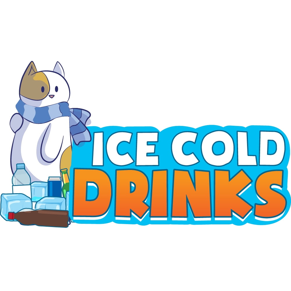 ICE COLD DRINKS 1 24" Concession Decal sign cart trailer stand sticker